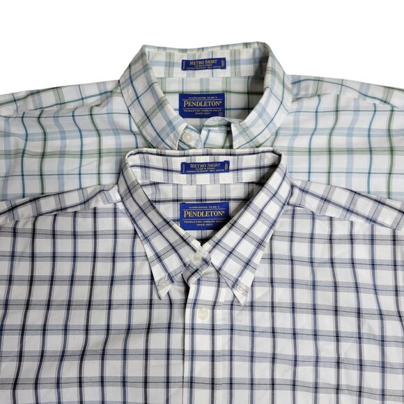 Lot of 2 Pendleton Men's Large Metro Shirt Button-Down Collar - Picture 1 of 13
